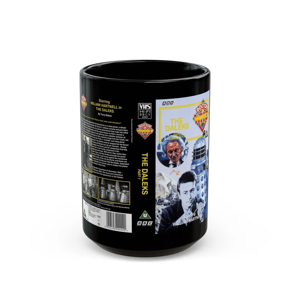 DOCTOR WHO THE DALEKS PART 1 (VHS COVER) - Black Coffee Mug-15oz-Go Mug Yourself