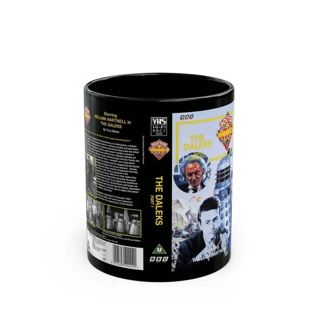 DOCTOR WHO THE DALEKS (VHS COVER) - Black Coffee Mug 11oz - Go Mug Yourself