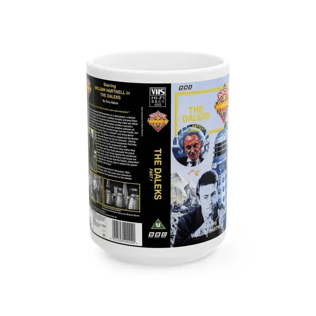 DOCTOR WHO THE DALEKS (VHS COVER) - White Coffee Mug 15oz - Go Mug Yourself