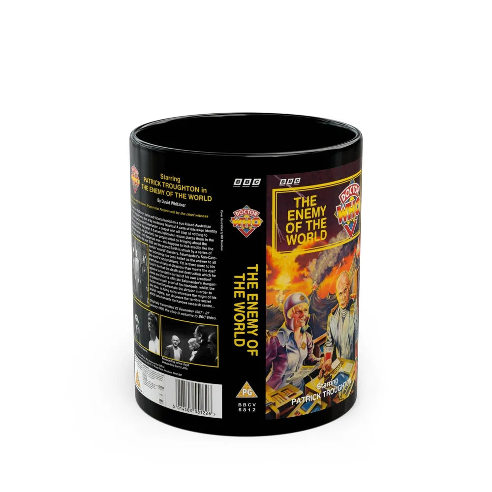 DOCTOR WHO THE ENEMY OF THE WORLD (VHS COVER) - Black Coffee Mug-11oz-Go Mug Yourself