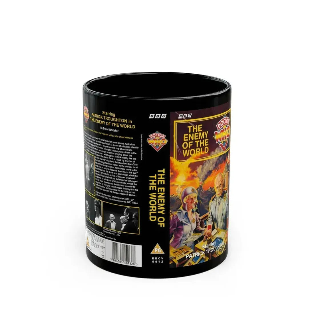 DOCTOR WHO THE ENEMY OF THE WORLD (VHS COVER) - Black Coffee Mug 11oz - Go Mug Yourself