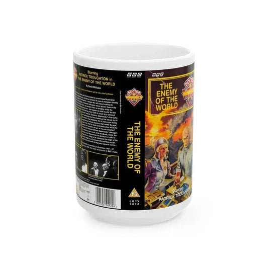 DOCTOR WHO THE ENEMY OF THE WORLD (VHS COVER) - White Coffee Mug 15oz - Go Mug Yourself
