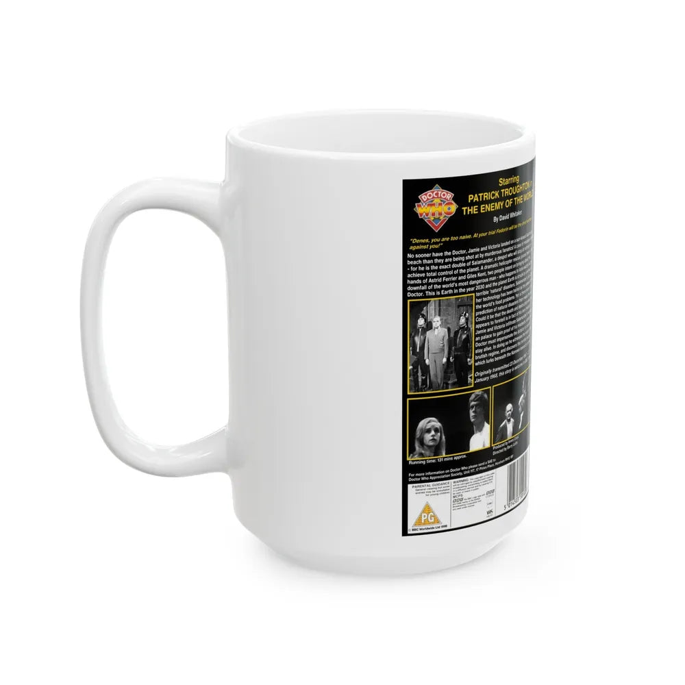 DOCTOR WHO THE ENEMY OF THE WORLD (VHS COVER) - White Coffee Mug-Go Mug Yourself