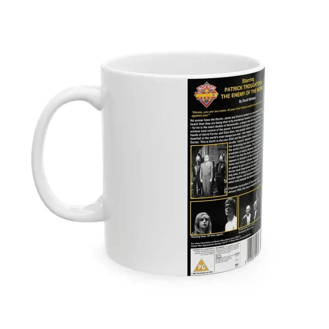 DOCTOR WHO THE ENEMY OF THE WORLD (VHS COVER) - White Coffee Mug - Go Mug Yourself