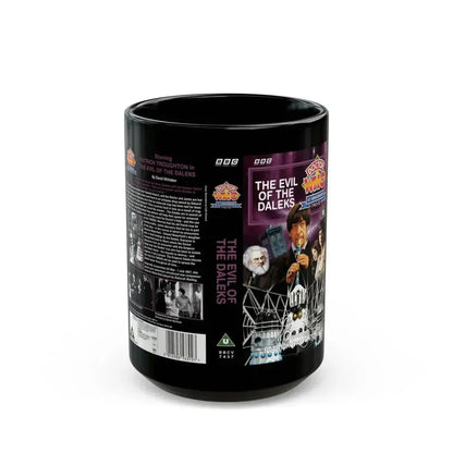DOCTOR WHO THE EVIL OF THE DALEKS PATRICK TROUGHTON (VHS COVER) - Black Coffee Mug 15oz - Go Mug Yourself