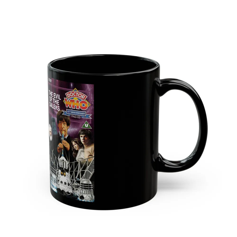 DOCTOR WHO THE EVIL OF THE DALEKS PATRICK TROUGHTON (VHS COVER) - Black Coffee Mug-Go Mug Yourself