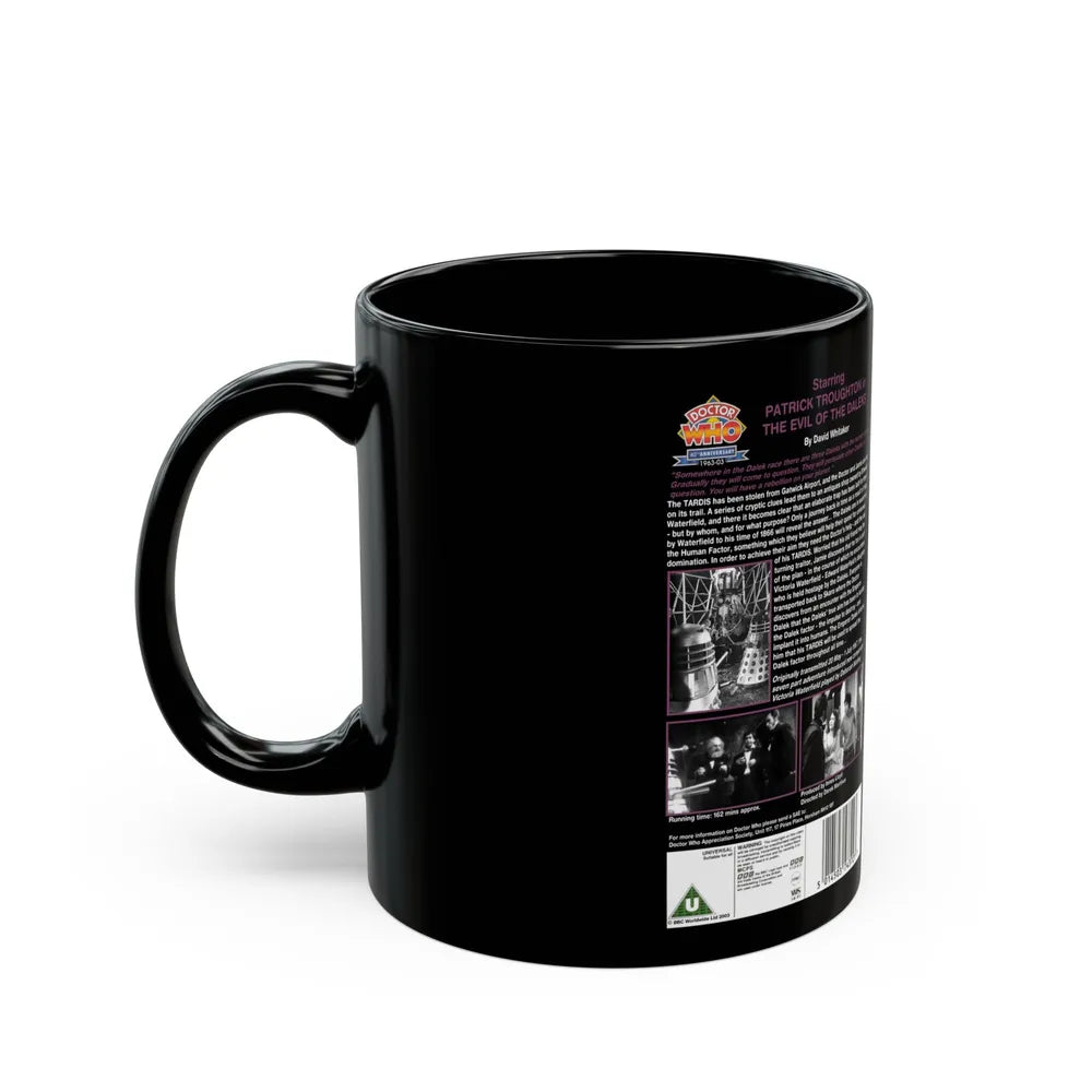 DOCTOR WHO THE EVIL OF THE DALEKS PATRICK TROUGHTON (VHS COVER) - Black Coffee Mug-Go Mug Yourself