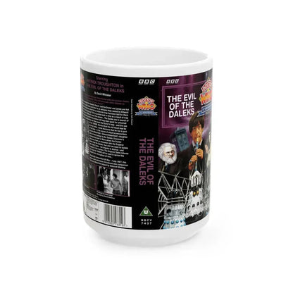 DOCTOR WHO THE EVIL OF THE DALEKS PATRICK TROUGHTON (VHS COVER) - White Coffee Mug 15oz - Go Mug Yourself