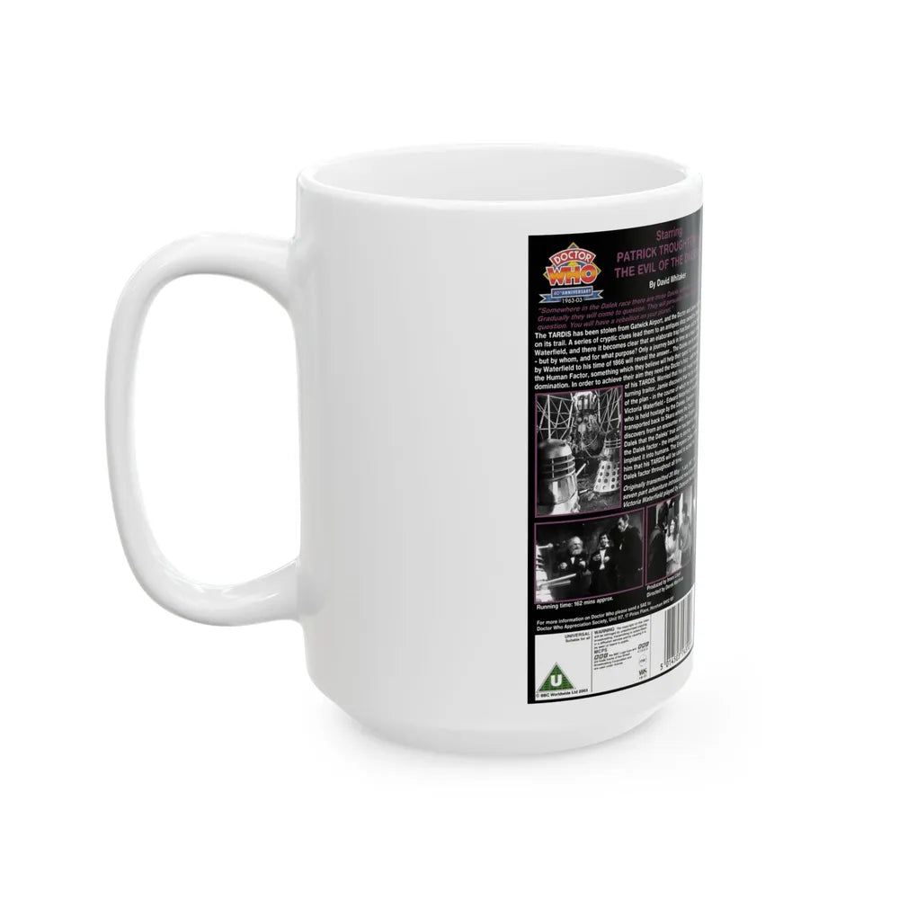 DOCTOR WHO THE EVIL OF THE DALEKS PATRICK TROUGHTON (VHS COVER) - White Coffee Mug-Go Mug Yourself