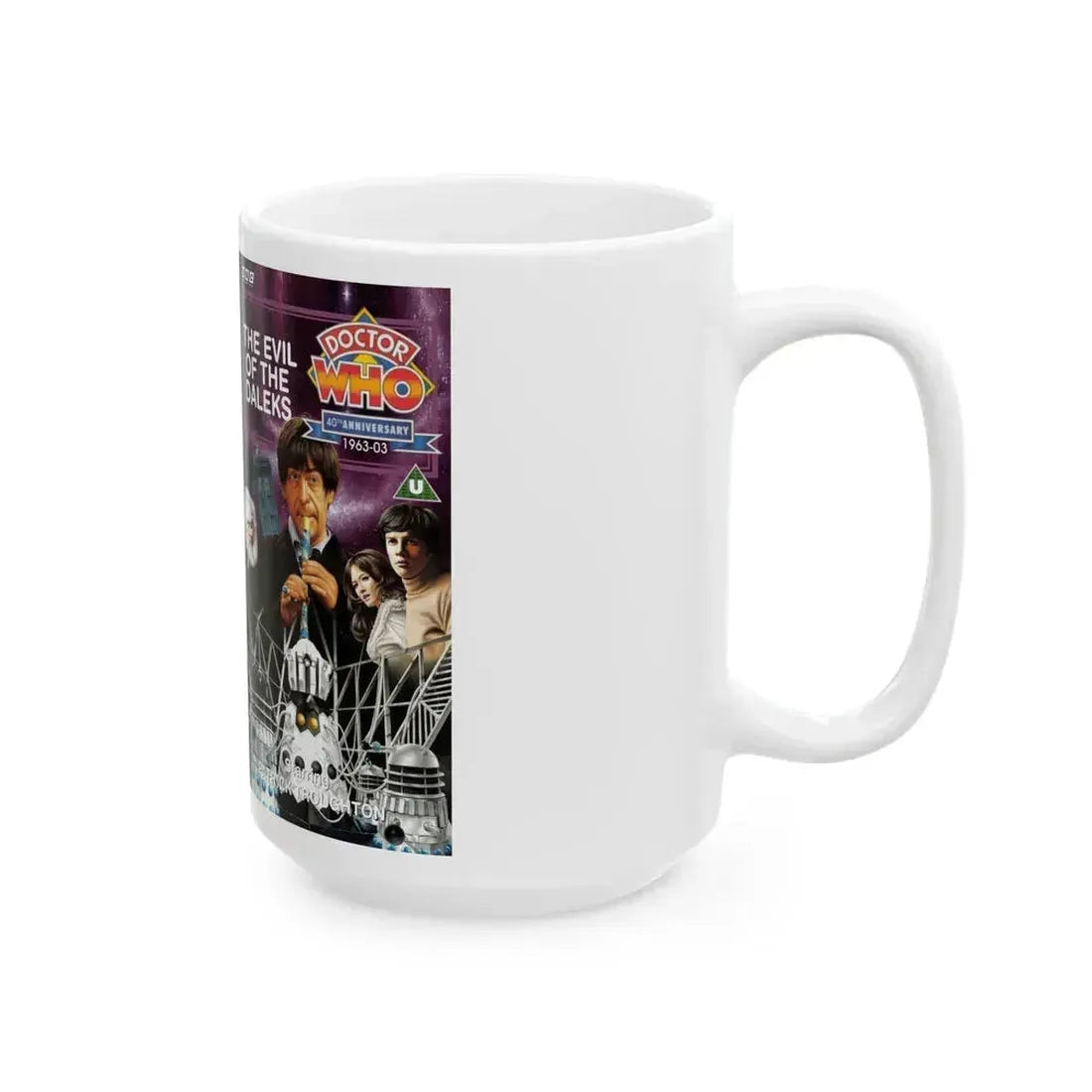 DOCTOR WHO THE EVIL OF THE DALEKS PATRICK TROUGHTON (VHS COVER) - White Coffee Mug - Go Mug Yourself
