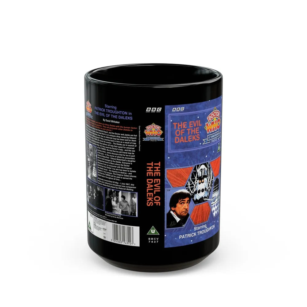 DOCTOR WHO THE EVIL OF THE DALEKS (VHS COVER) - Black Coffee Mug-15oz-Go Mug Yourself