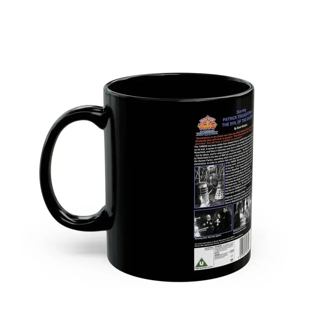 DOCTOR WHO THE EVIL OF THE DALEKS (VHS COVER) - Black Coffee Mug - Go Mug Yourself