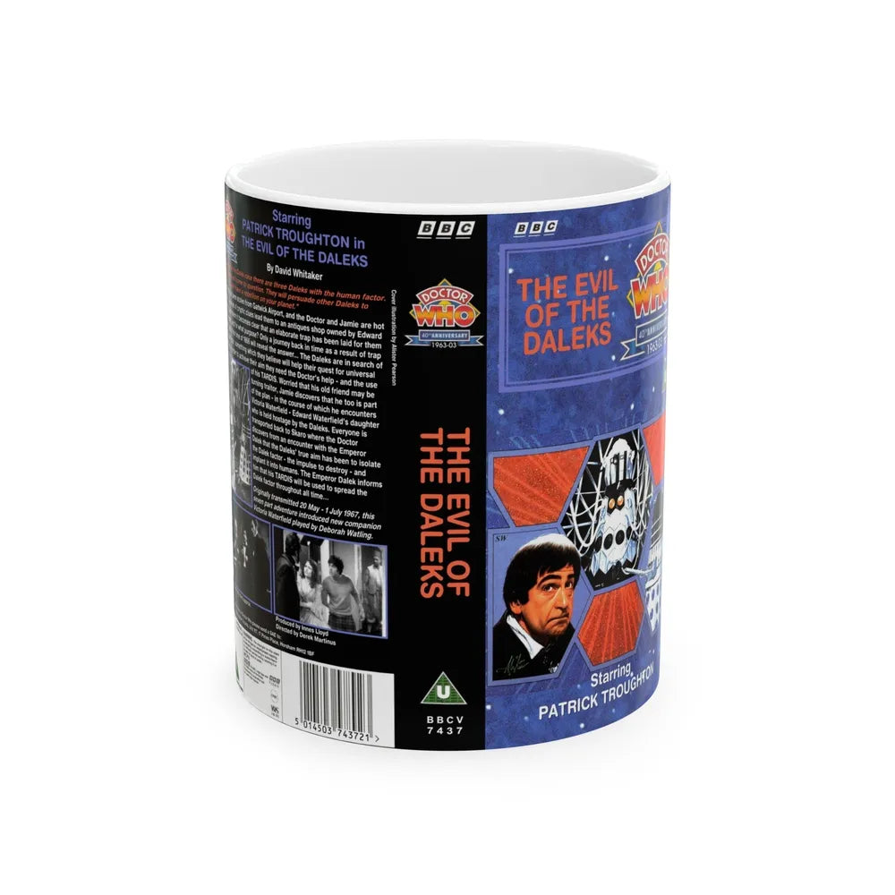 DOCTOR WHO THE EVIL OF THE DALEKS (VHS COVER) - White Coffee Mug-11oz-Go Mug Yourself