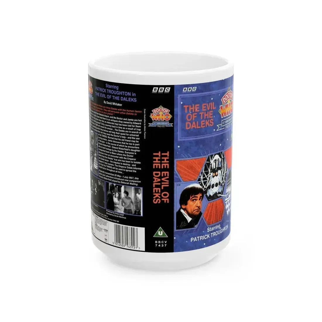 DOCTOR WHO THE EVIL OF THE DALEKS (VHS COVER) - White Coffee Mug 15oz - Go Mug Yourself