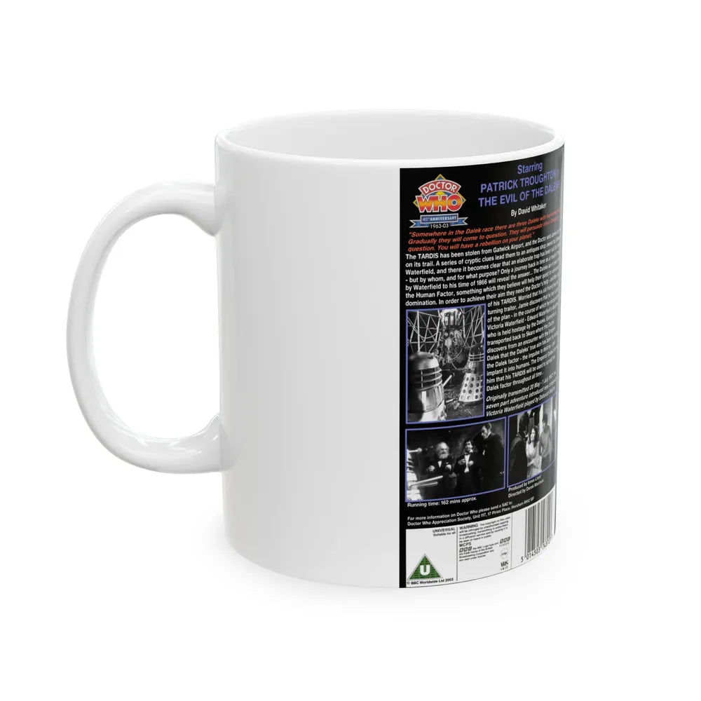 DOCTOR WHO THE EVIL OF THE DALEKS (VHS COVER) - White Coffee Mug-Go Mug Yourself