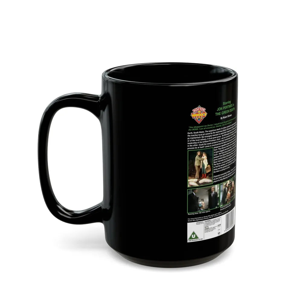 DOCTOR WHO THE GREEN DEATH (VHS COVER) - Black Coffee Mug-Go Mug Yourself