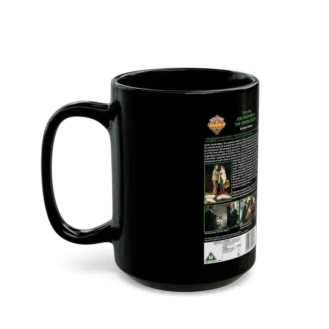 DOCTOR WHO THE GREEN DEATH (VHS COVER) - Black Coffee Mug - Go Mug Yourself