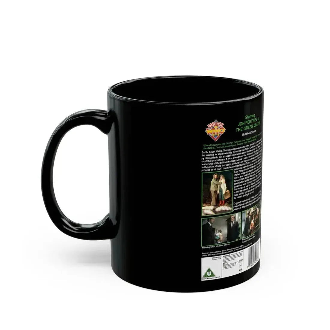 DOCTOR WHO THE GREEN DEATH (VHS COVER) - Black Coffee Mug - Go Mug Yourself