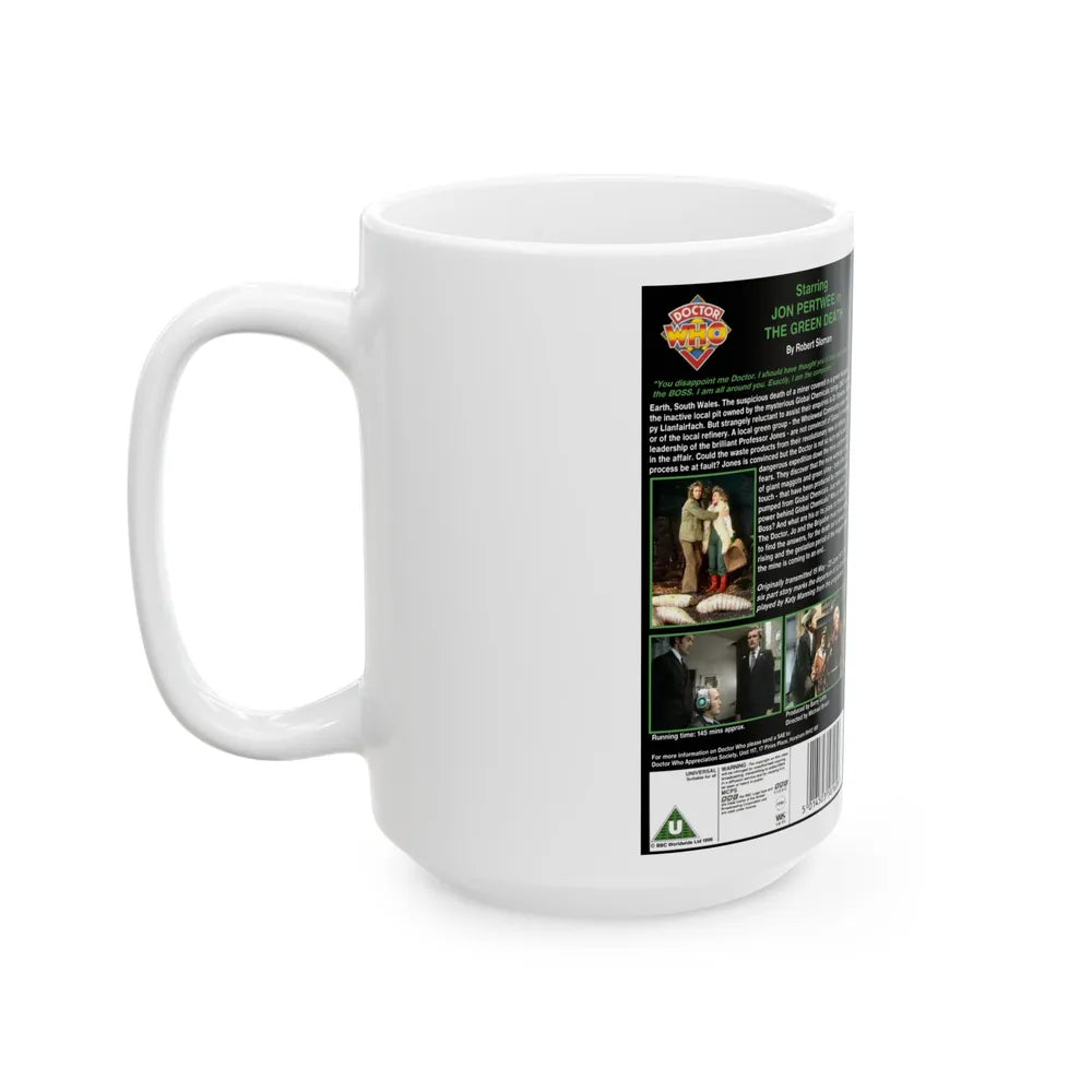 DOCTOR WHO THE GREEN DEATH (VHS COVER) - White Coffee Mug-Go Mug Yourself