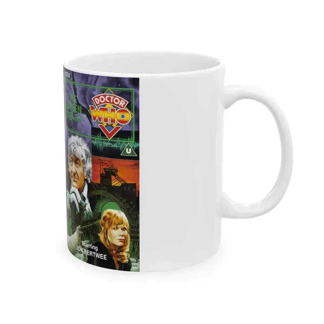 DOCTOR WHO THE GREEN DEATH (VHS COVER) - White Coffee Mug - Go Mug Yourself
