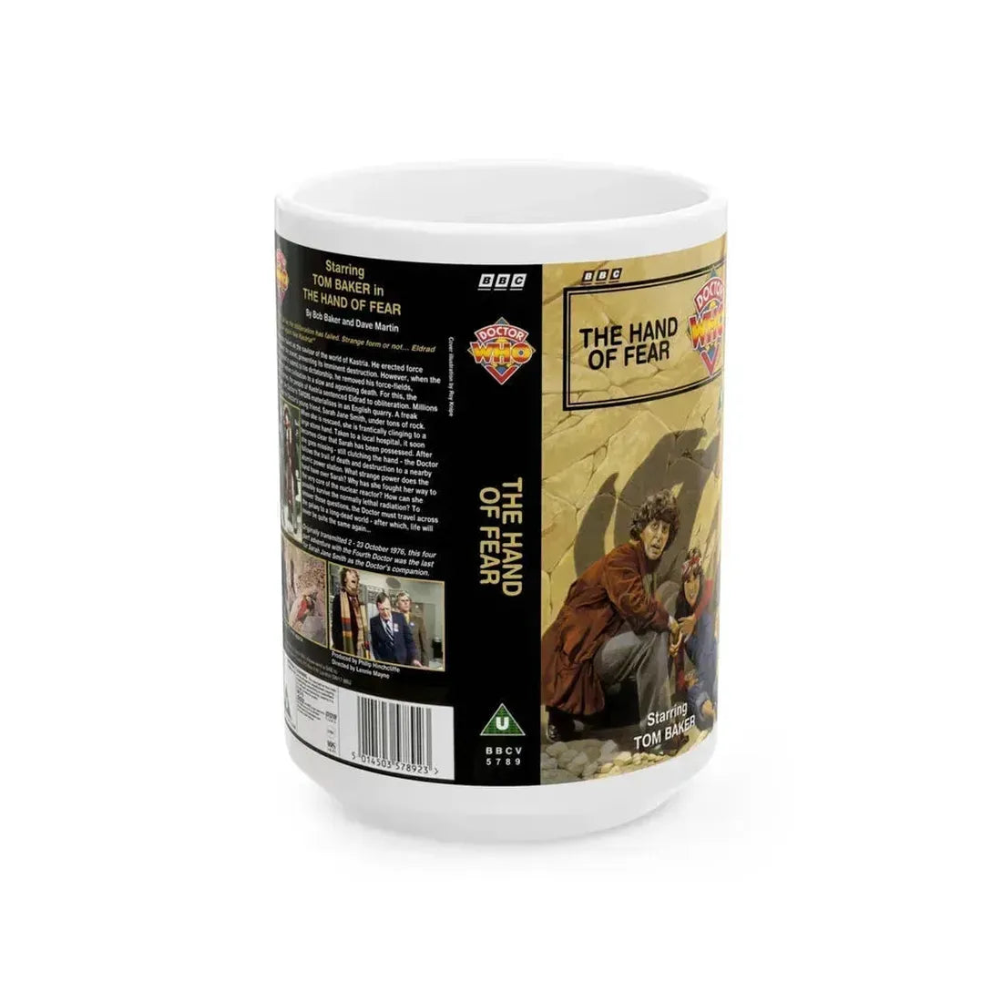 DOCTOR WHO THE HAND OF FEAR TOM BAKER (VHS COVER) - White Coffee Mug 15oz - Go Mug Yourself