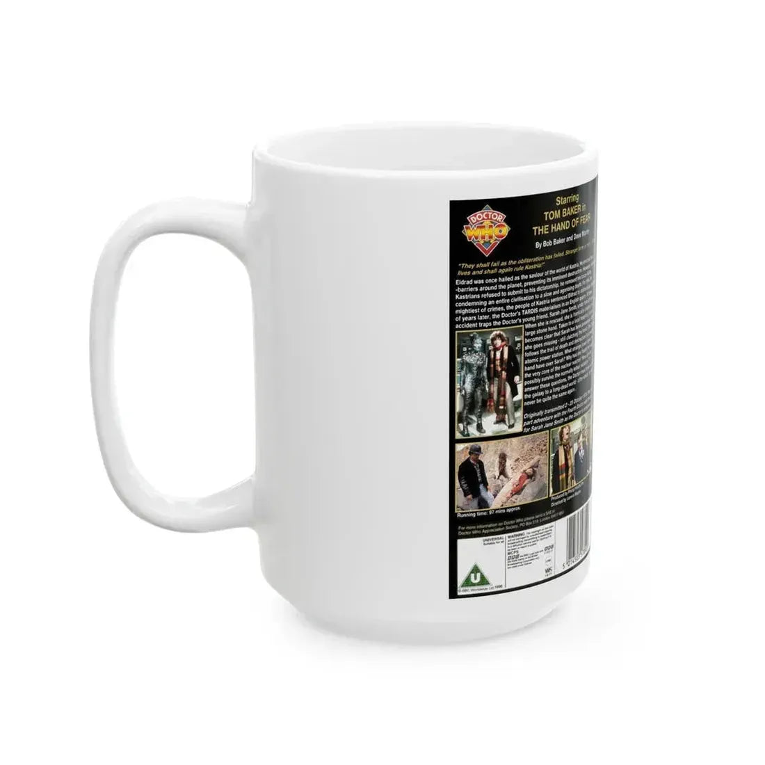 DOCTOR WHO THE HAND OF FEAR TOM BAKER (VHS COVER) - White Coffee Mug - Go Mug Yourself