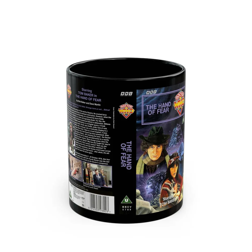 DOCTOR WHO THE HAND OF FEAR (VHS COVER) - Black Coffee Mug-11oz-Go Mug Yourself