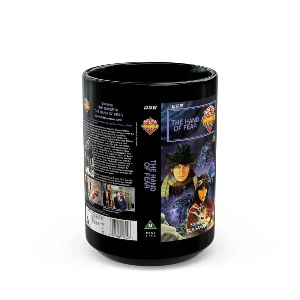 DOCTOR WHO THE HAND OF FEAR (VHS COVER) - Black Coffee Mug 15oz - Go Mug Yourself