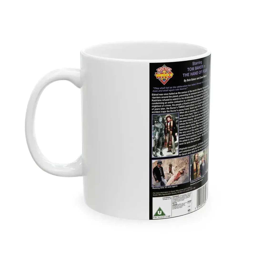 DOCTOR WHO THE HAND OF FEAR (VHS COVER) - White Coffee Mug - Go Mug Yourself