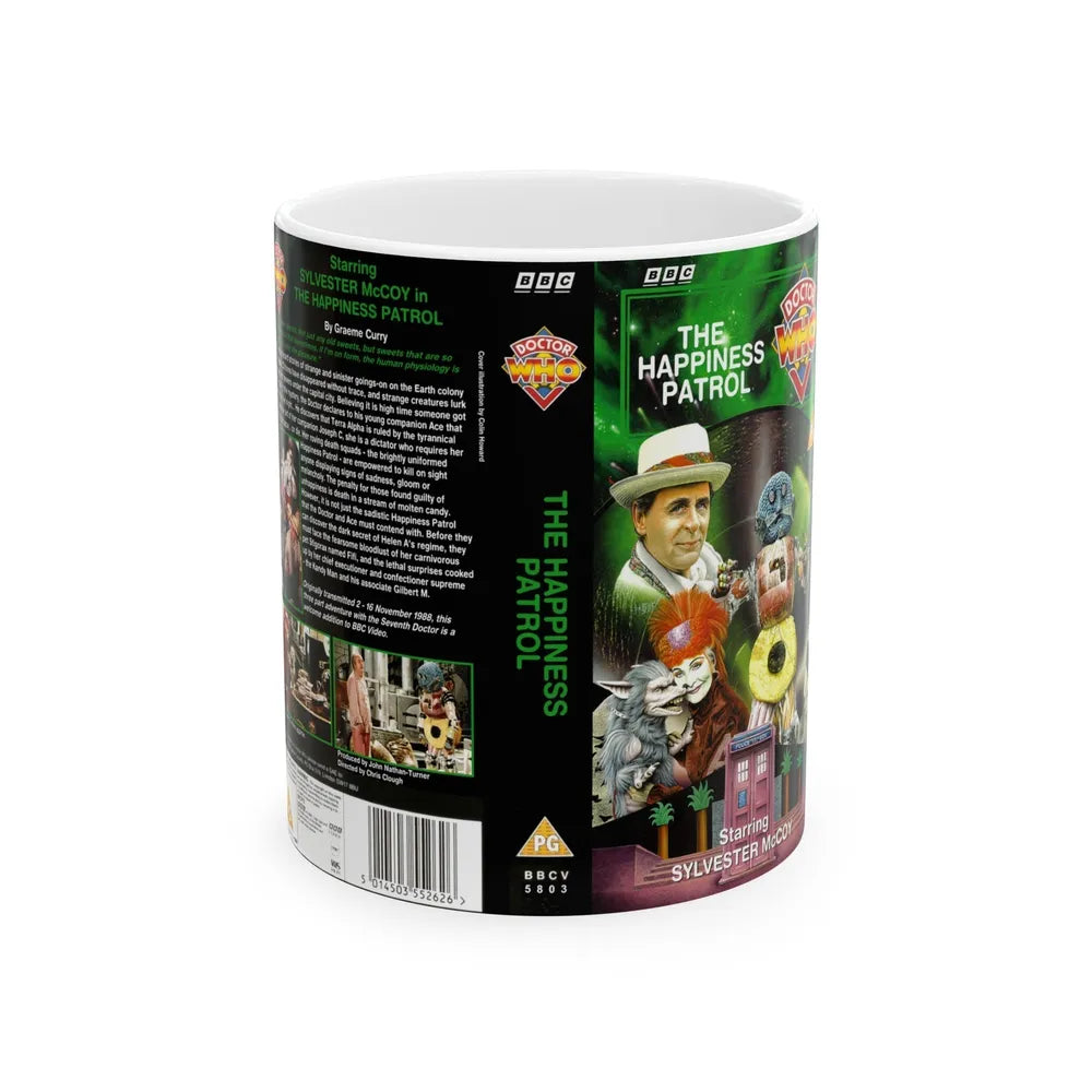 DOCTOR WHO THE HAPPINESS PATROL (VHS COVER) - White Coffee Mug-11oz-Go Mug Yourself