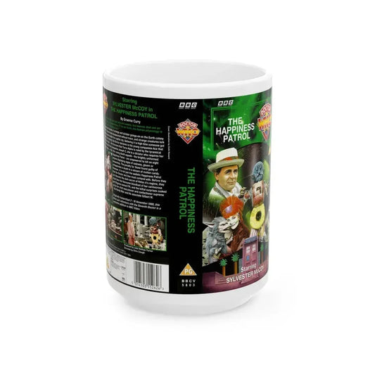 DOCTOR WHO THE HAPPINESS PATROL (VHS COVER) - White Coffee Mug 15oz - Go Mug Yourself