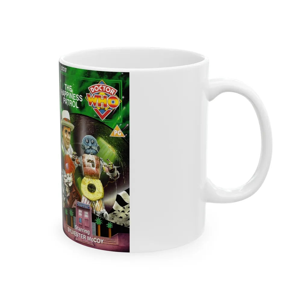 DOCTOR WHO THE HAPPINESS PATROL (VHS COVER) - White Coffee Mug-Go Mug Yourself