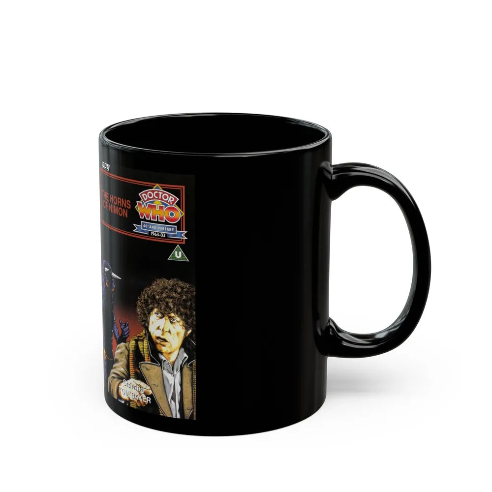 DOCTOR WHO THE HORNS OF NIMON (VHS COVER) - Black Coffee Mug-Go Mug Yourself