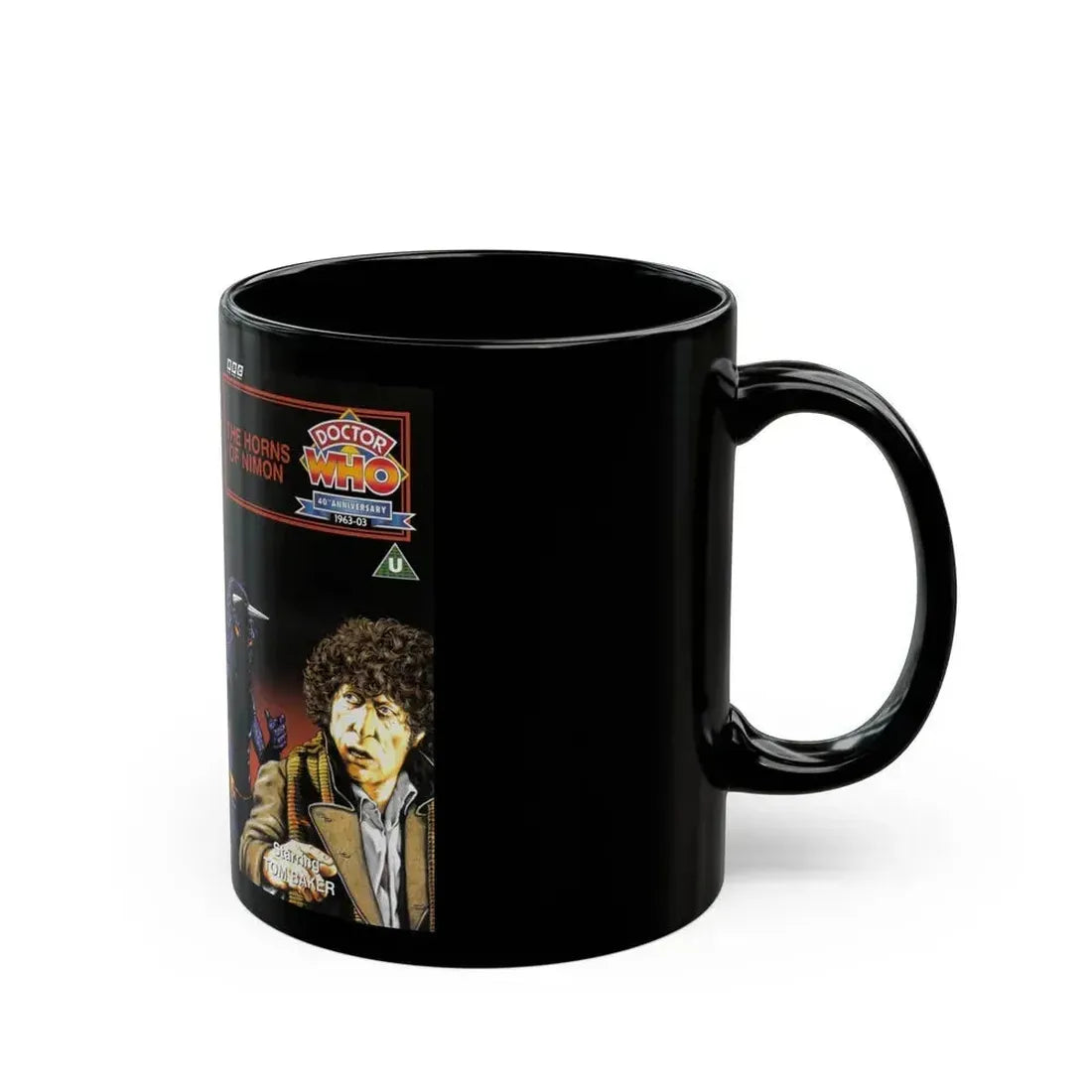 DOCTOR WHO THE HORNS OF NIMON (VHS COVER) - Black Coffee Mug - Go Mug Yourself