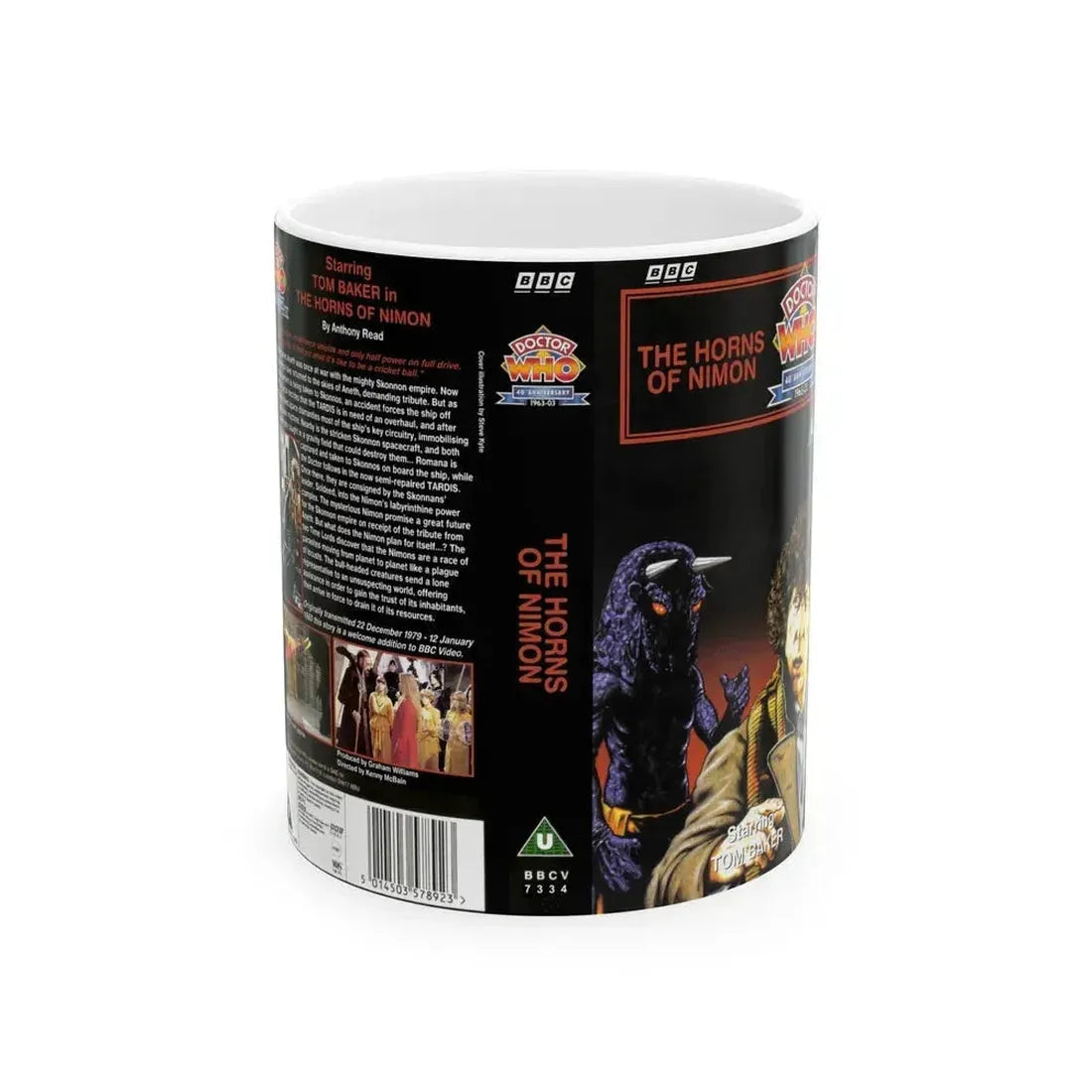 DOCTOR WHO THE HORNS OF NIMON (VHS COVER) - White Coffee Mug 11oz - Go Mug Yourself