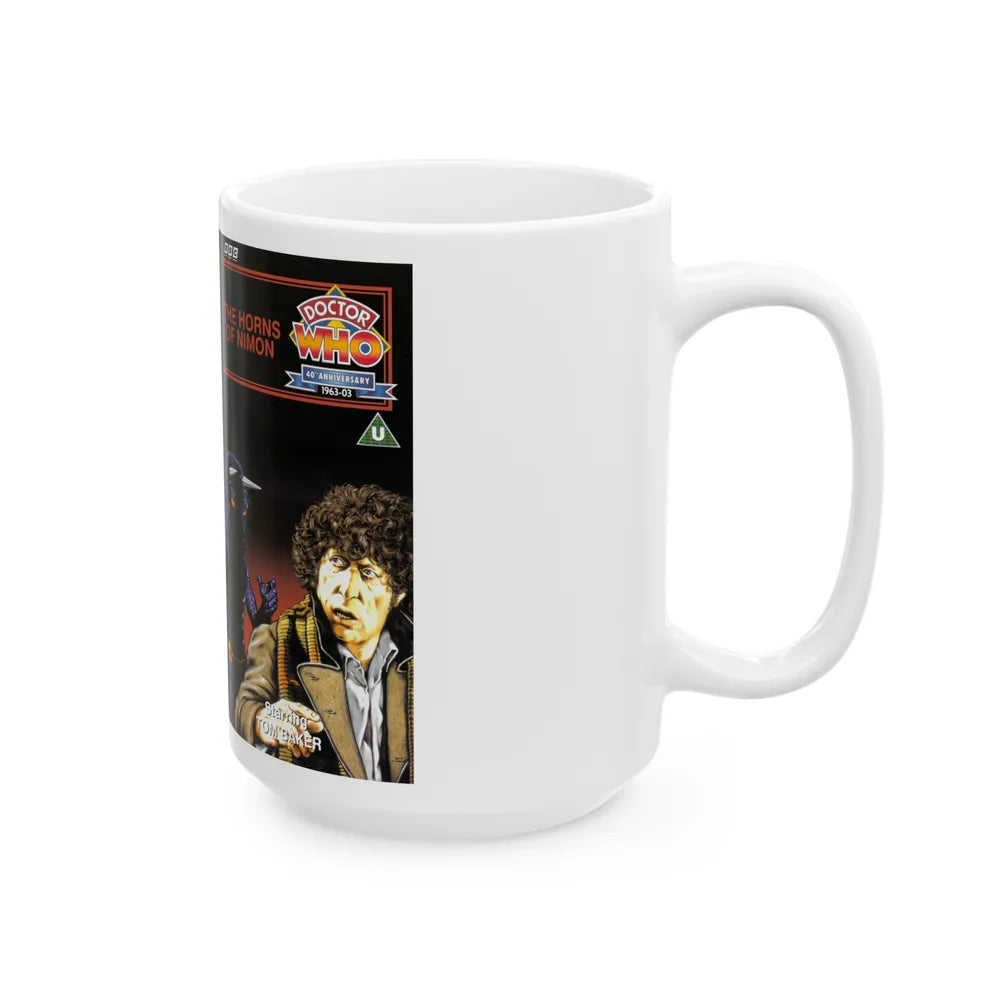 DOCTOR WHO THE HORNS OF NIMON (VHS COVER) - White Coffee Mug-Go Mug Yourself