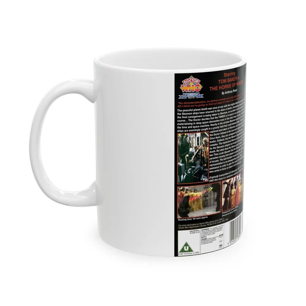 DOCTOR WHO THE HORNS OF NIMON (VHS COVER) - White Coffee Mug-Go Mug Yourself