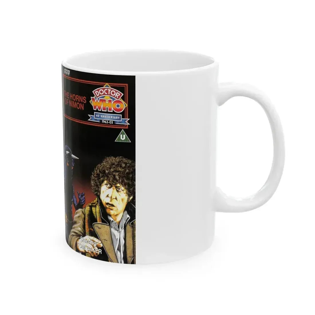 DOCTOR WHO THE HORNS OF NIMON (VHS COVER) - White Coffee Mug - Go Mug Yourself
