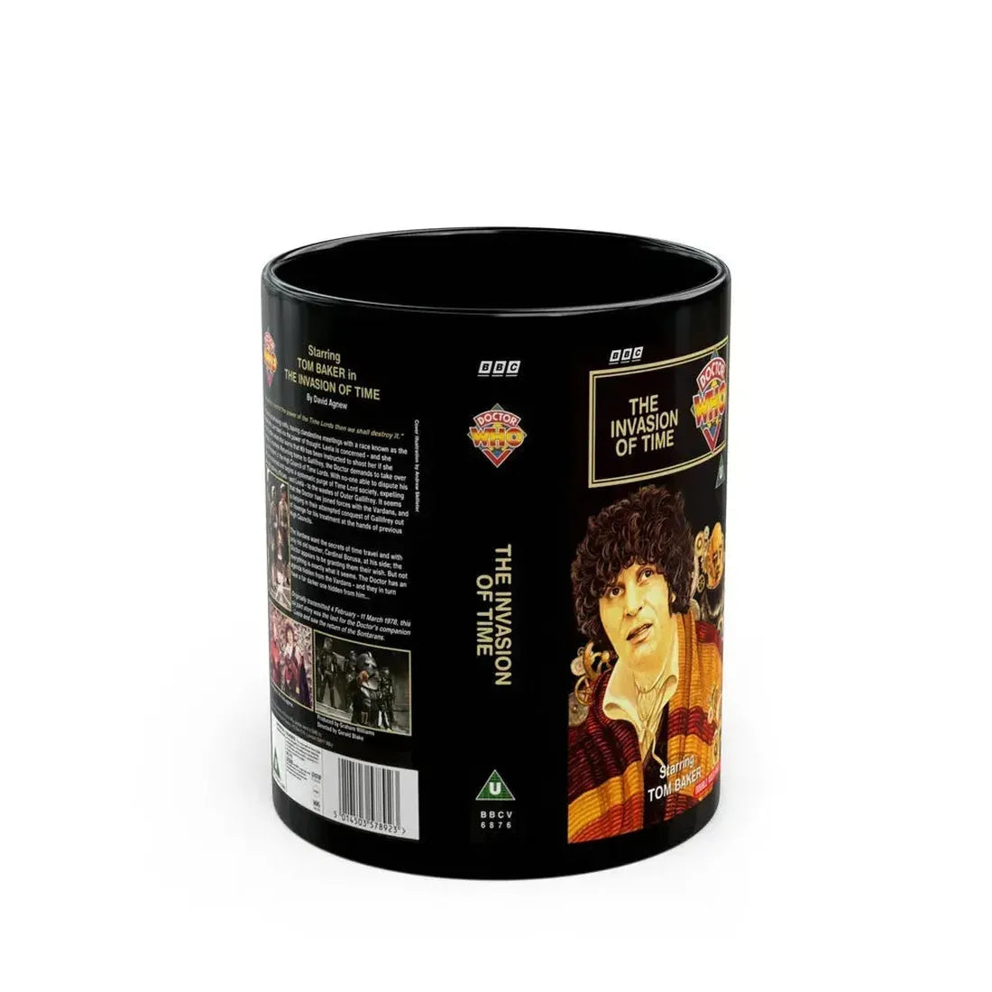 DOCTOR WHO THE INVASION OF TIME (VHS COVER) - Black Coffee Mug 11oz - Go Mug Yourself