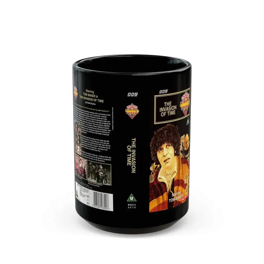 DOCTOR WHO THE INVASION OF TIME (VHS COVER) - Black Coffee Mug 15oz - Go Mug Yourself