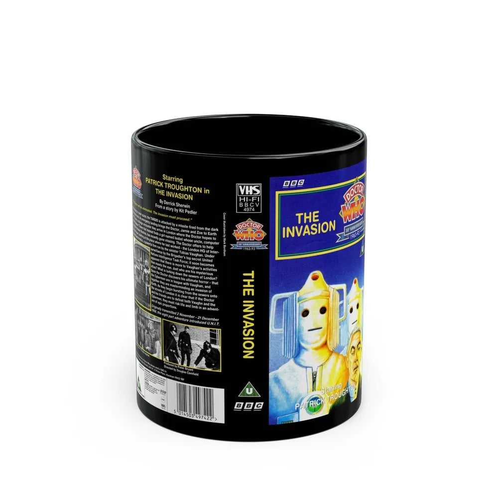 DOCTOR WHO THE INVASION (VHS COVER) - Black Coffee Mug-11oz-Go Mug Yourself