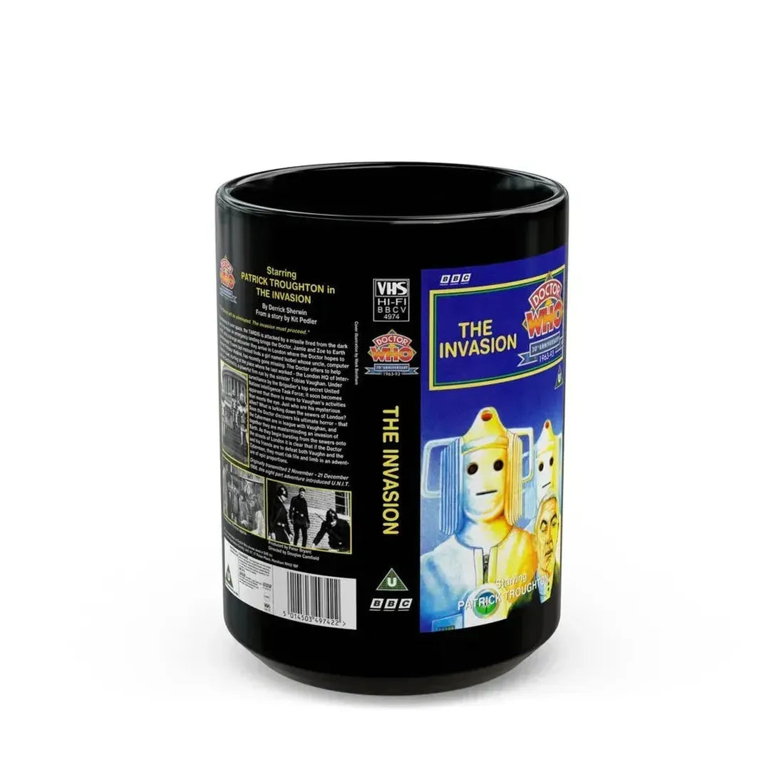 DOCTOR WHO THE INVASION (VHS COVER) - Black Coffee Mug 15oz - Go Mug Yourself