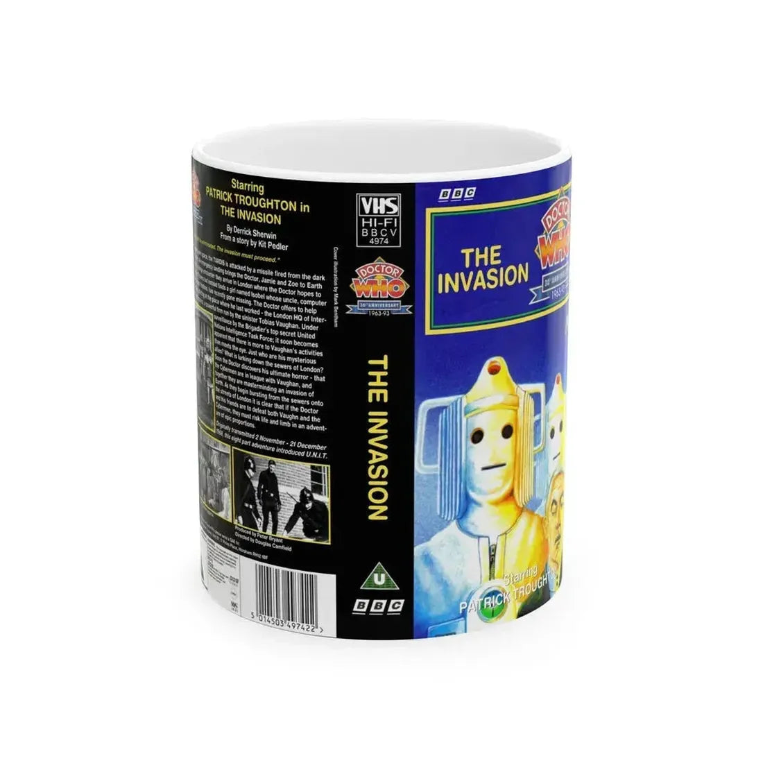 DOCTOR WHO THE INVASION (VHS COVER) - White Coffee Mug 11oz - Go Mug Yourself
