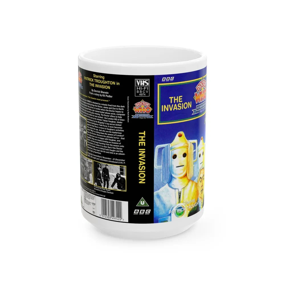 DOCTOR WHO THE INVASION (VHS COVER) - White Coffee Mug-15oz-Go Mug Yourself