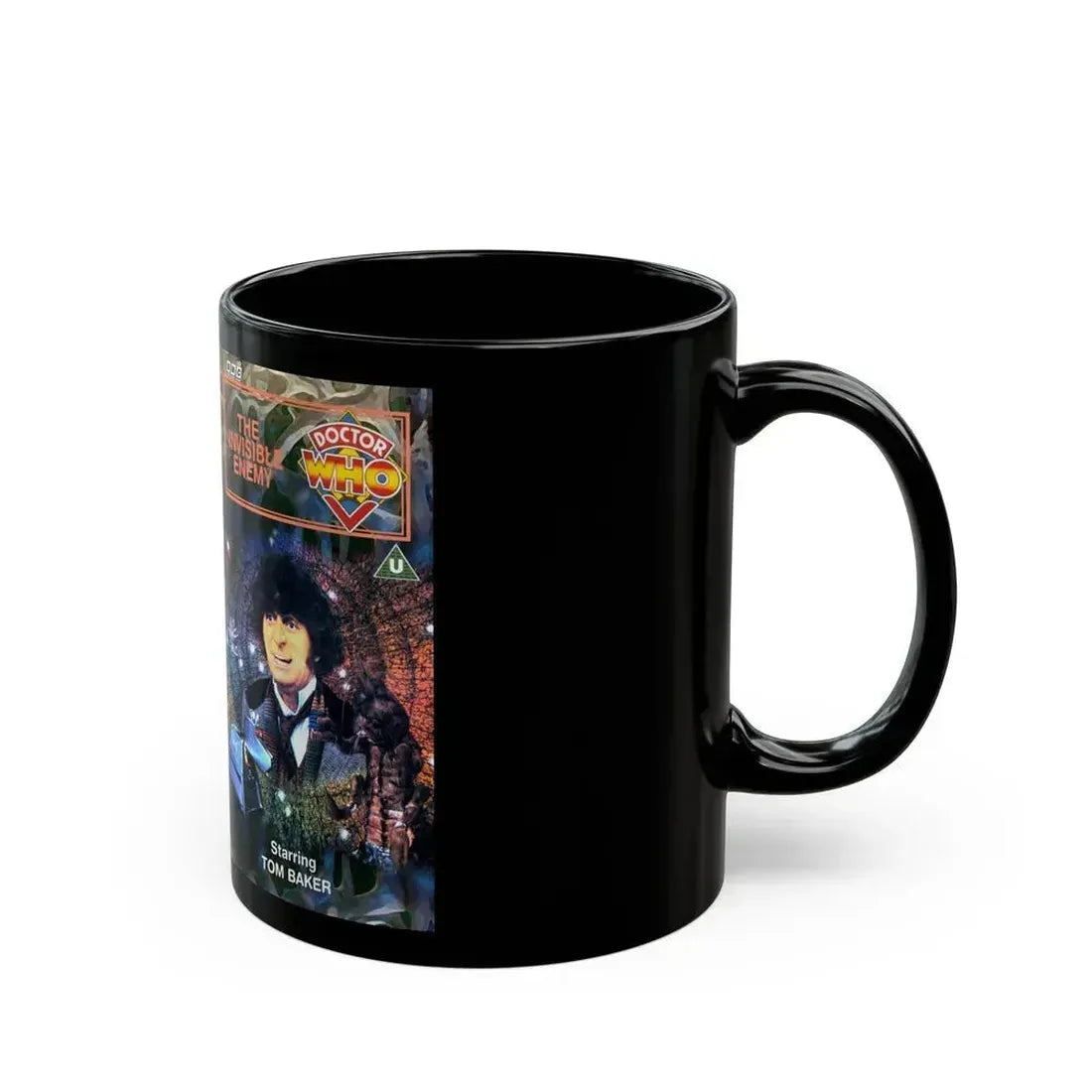 DOCTOR WHO THE INVISIBLE ENEMY (VHS COVER) - Black Coffee Mug - Go Mug Yourself