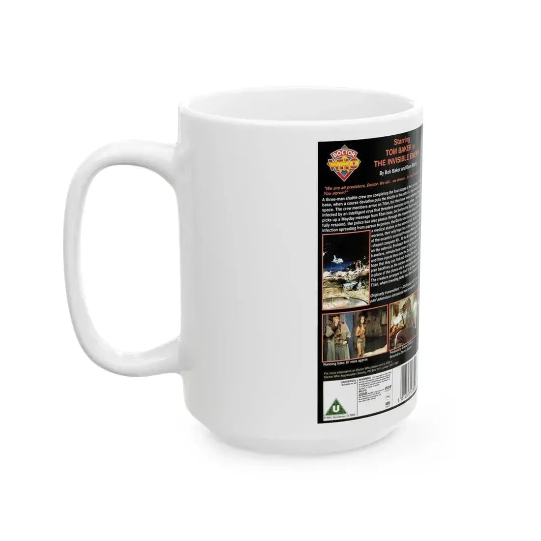 DOCTOR WHO THE INVISIBLE ENEMY (VHS COVER) - White Coffee Mug - Go Mug Yourself