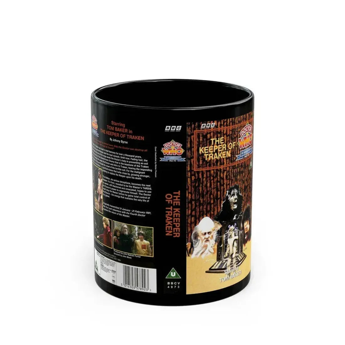 DOCTOR WHO THE KEEPER OF TRAKEN (VHS COVER) - Black Coffee Mug 11oz - Go Mug Yourself