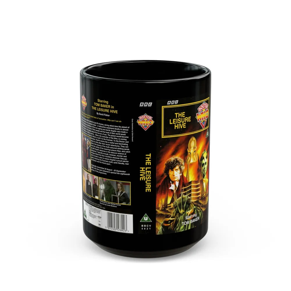 DOCTOR WHO THE LEISURE HIVE (VHS COVER) - Black Coffee Mug-15oz-Go Mug Yourself