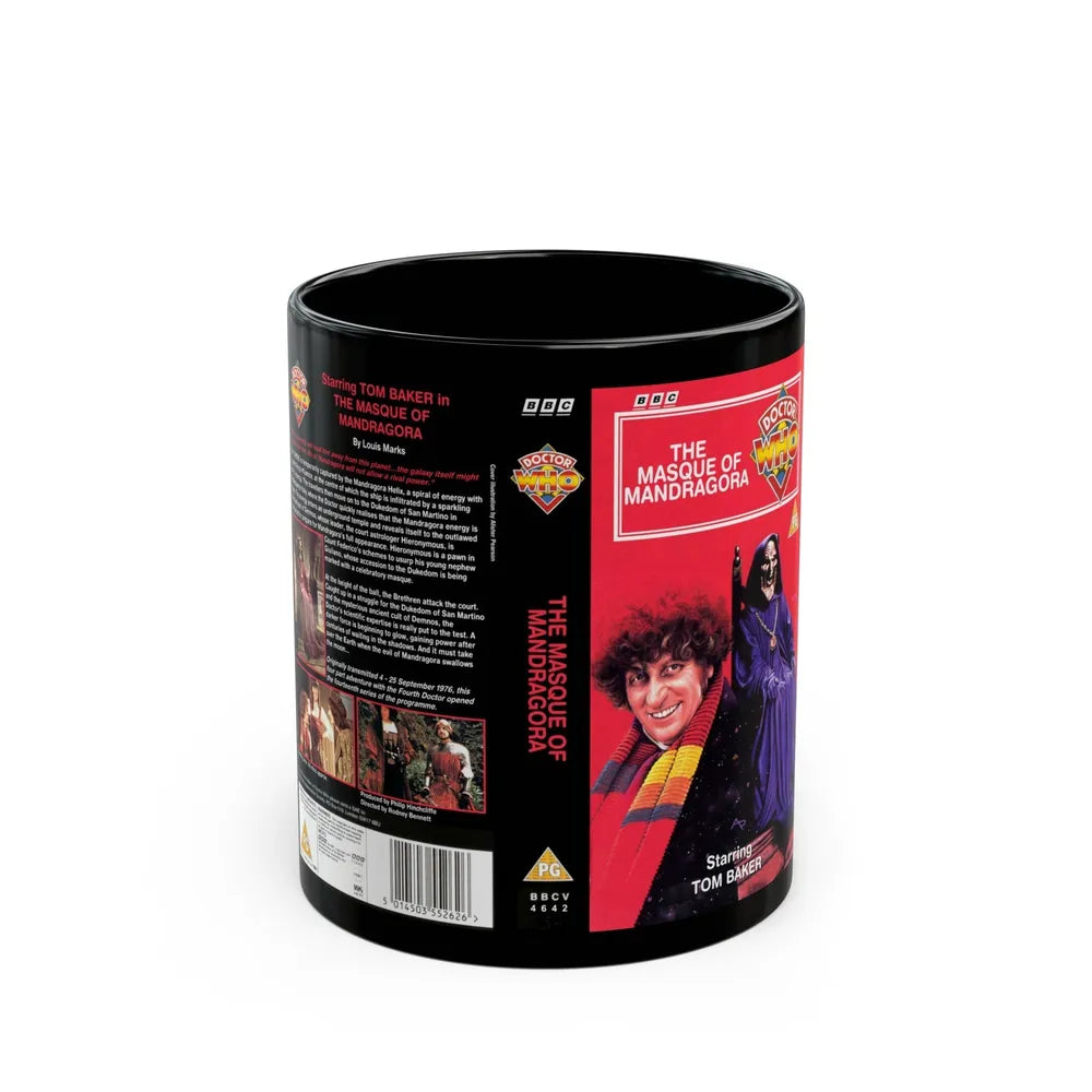 DOCTOR WHO THE MASQUE OF MANDRAGORA TOM BAKER (VHS COVER) - Black Coffee Mug-11oz-Go Mug Yourself