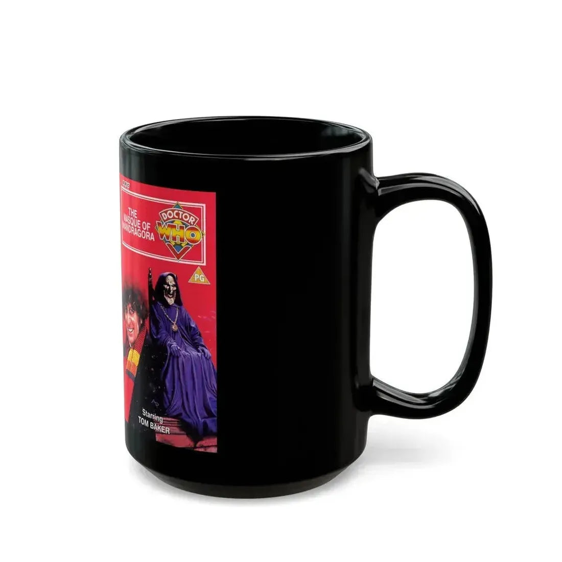 DOCTOR WHO THE MASQUE OF MANDRAGORA TOM BAKER (VHS COVER) - Black Coffee Mug - Go Mug Yourself